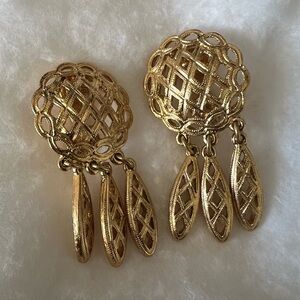 Dangly Gold Clip-On Earrings